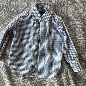 Ralph Lauren 2T stripped button down long sleeve shirt. Blue/white.